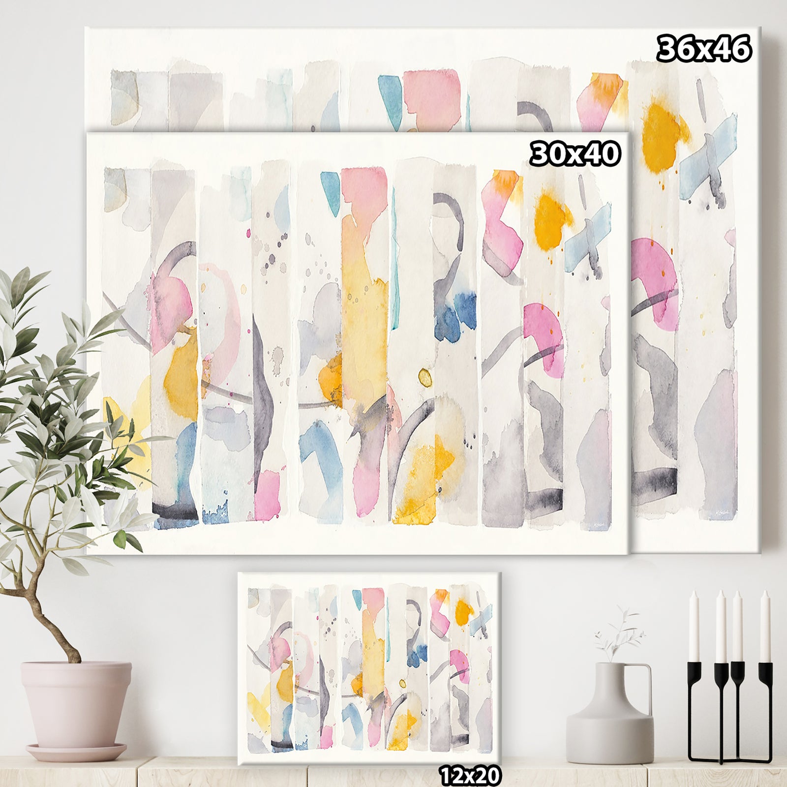 Multi-Color Geometric Bars II - Modern & Contemporary Gallery-wrapped Canvas