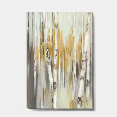 Silver and Yellow Birch Forest - Cottage Canvas Artwork