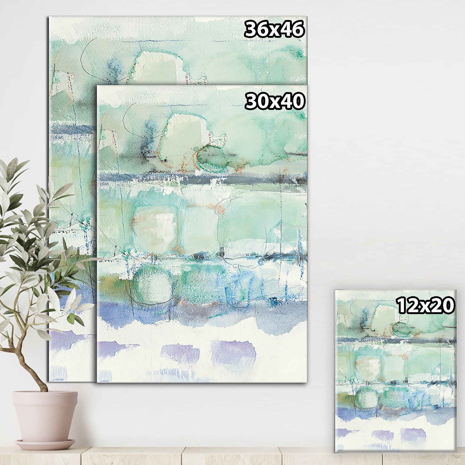 Blue Abstract Panel I - Geometric Canvas Art