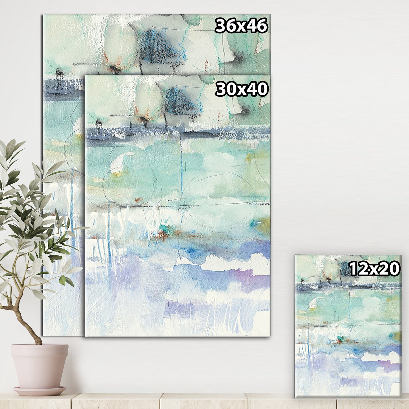 Blue Abstract Panel II - Geometric Premium Canvas Wall Art