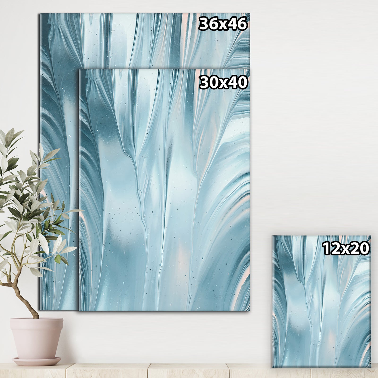 Blue Modern Water III - Modern Transitional Gallery-wrapped Canvas
