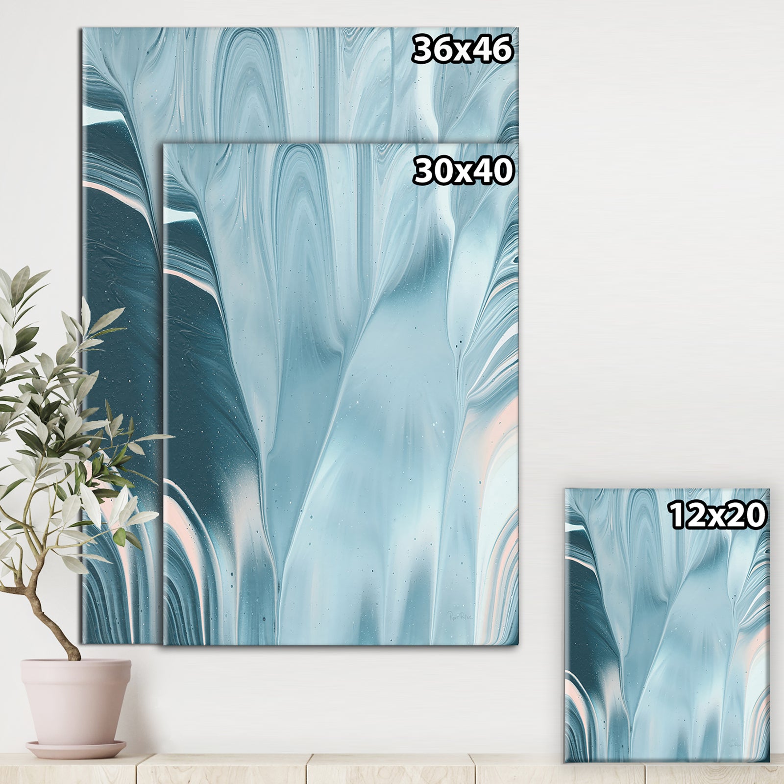 Blue Modern Water I - Modern Transitional Canvas Artwork