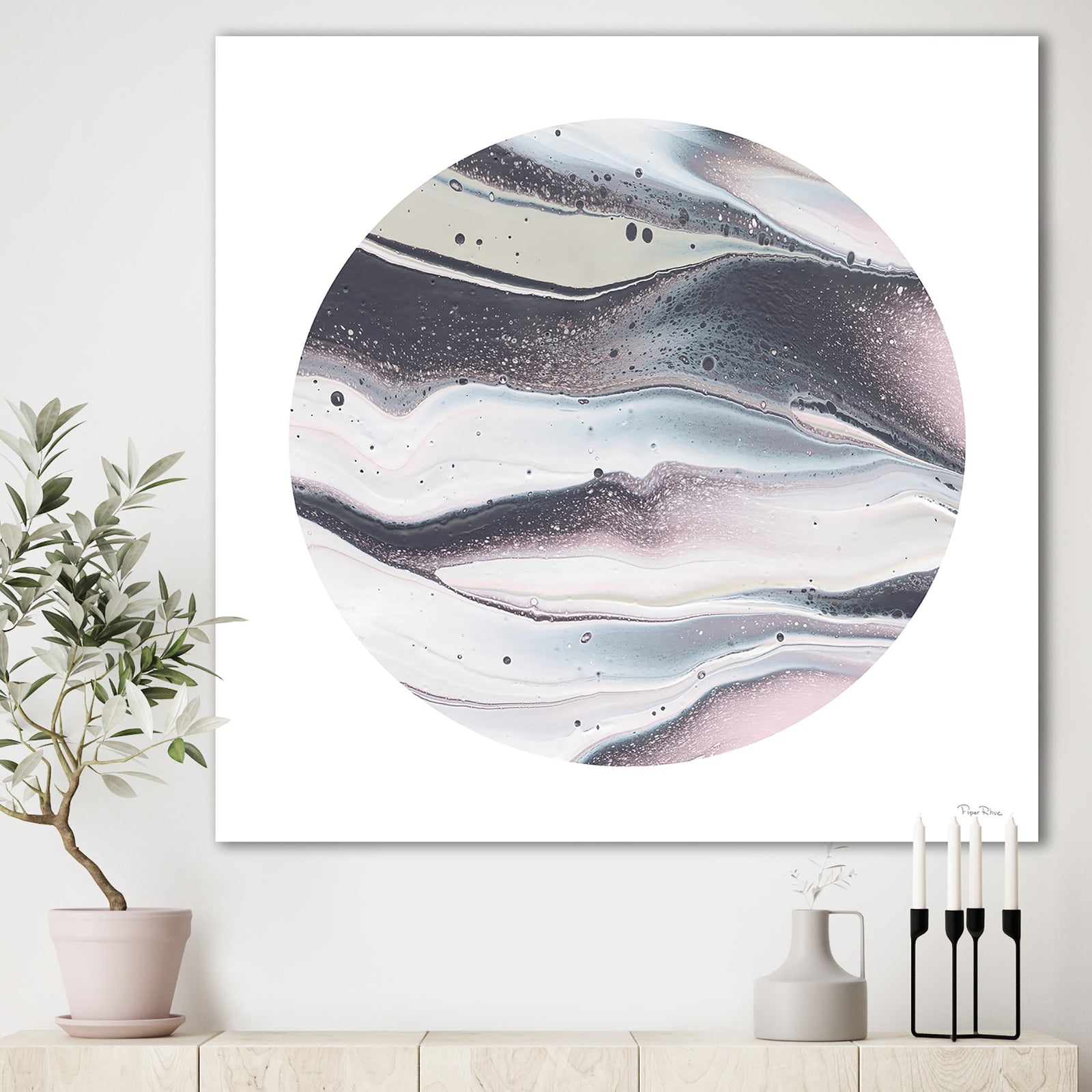 Circle Marble II - Modern Geometric Gallery-wrapped Canvas