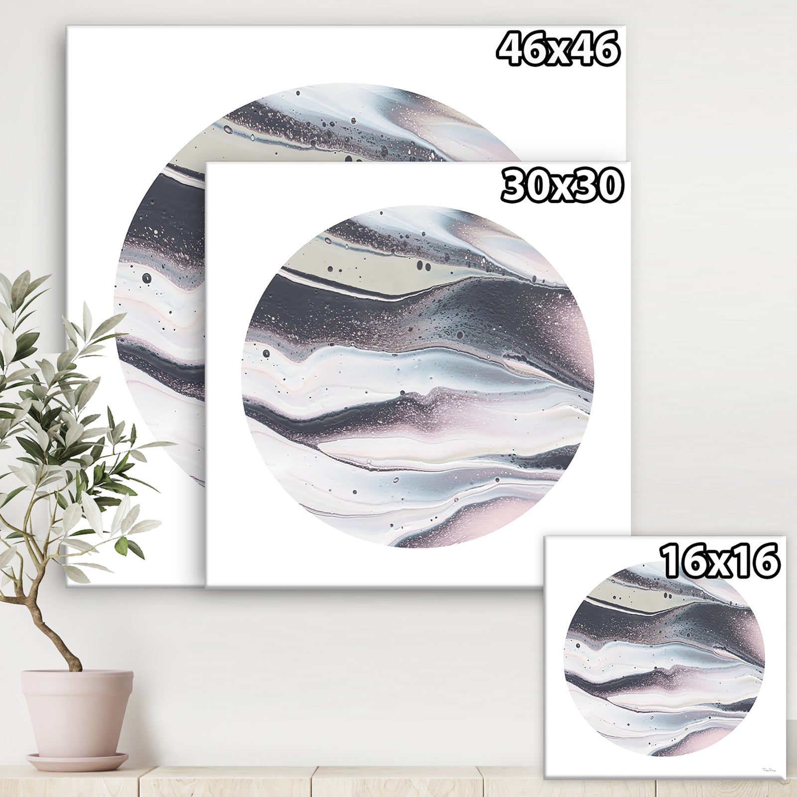 Circle Marble II - Modern Geometric Gallery-wrapped Canvas