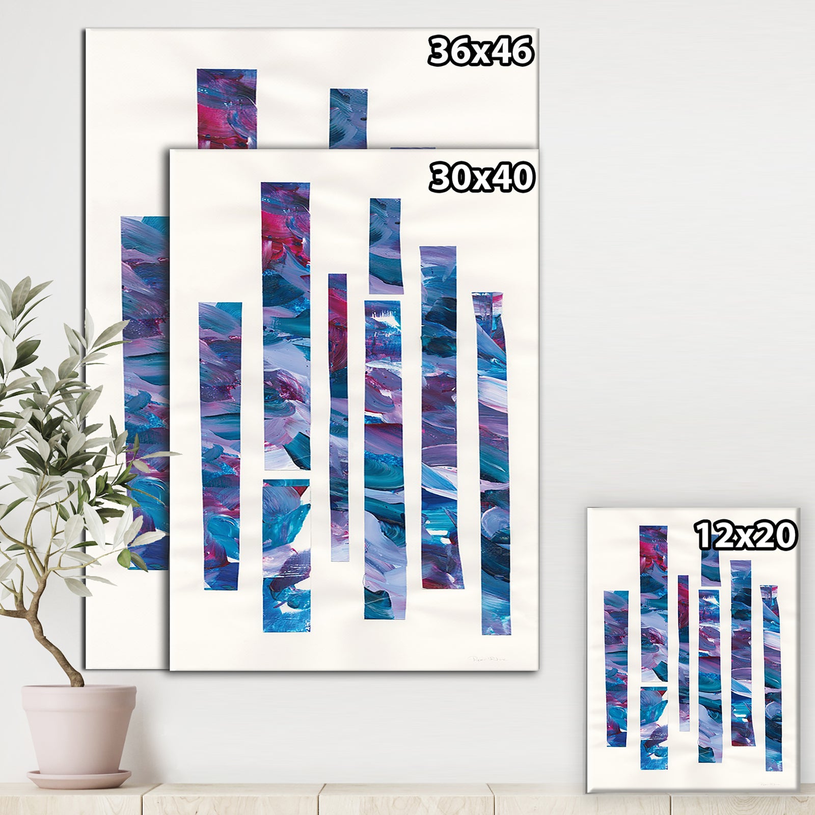Ribbons of Jewels I - Modern Geometric Premium Canvas Wall Art