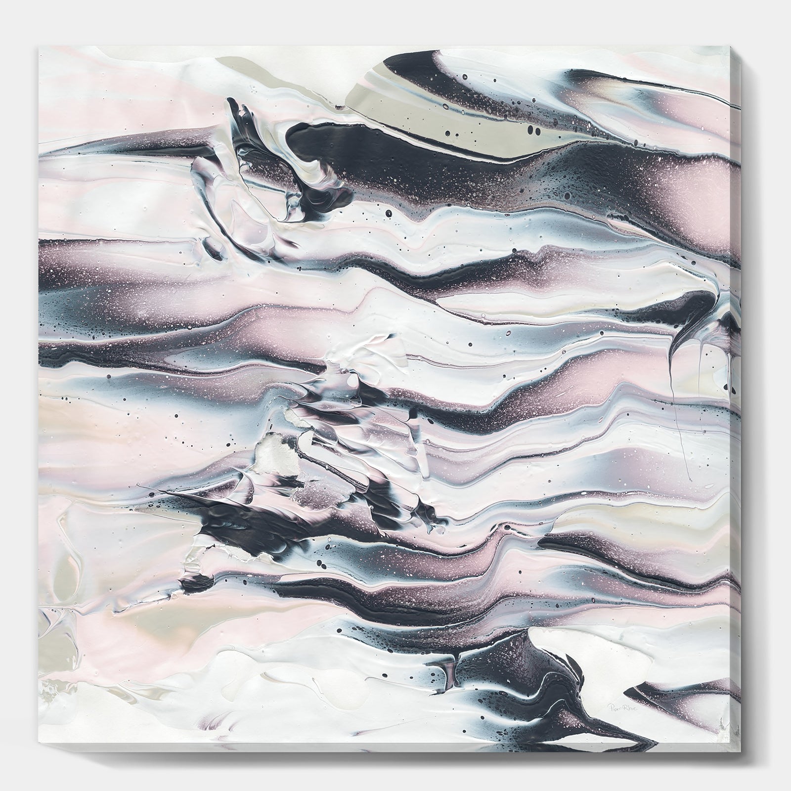 Grey Marbling V - Modern Transitional Gallery-wrapped Canvas
