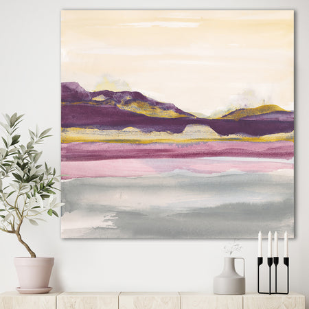 Painted Purple and Gold Landscape II - Shabby Chic Gallery-wrapped Canvas