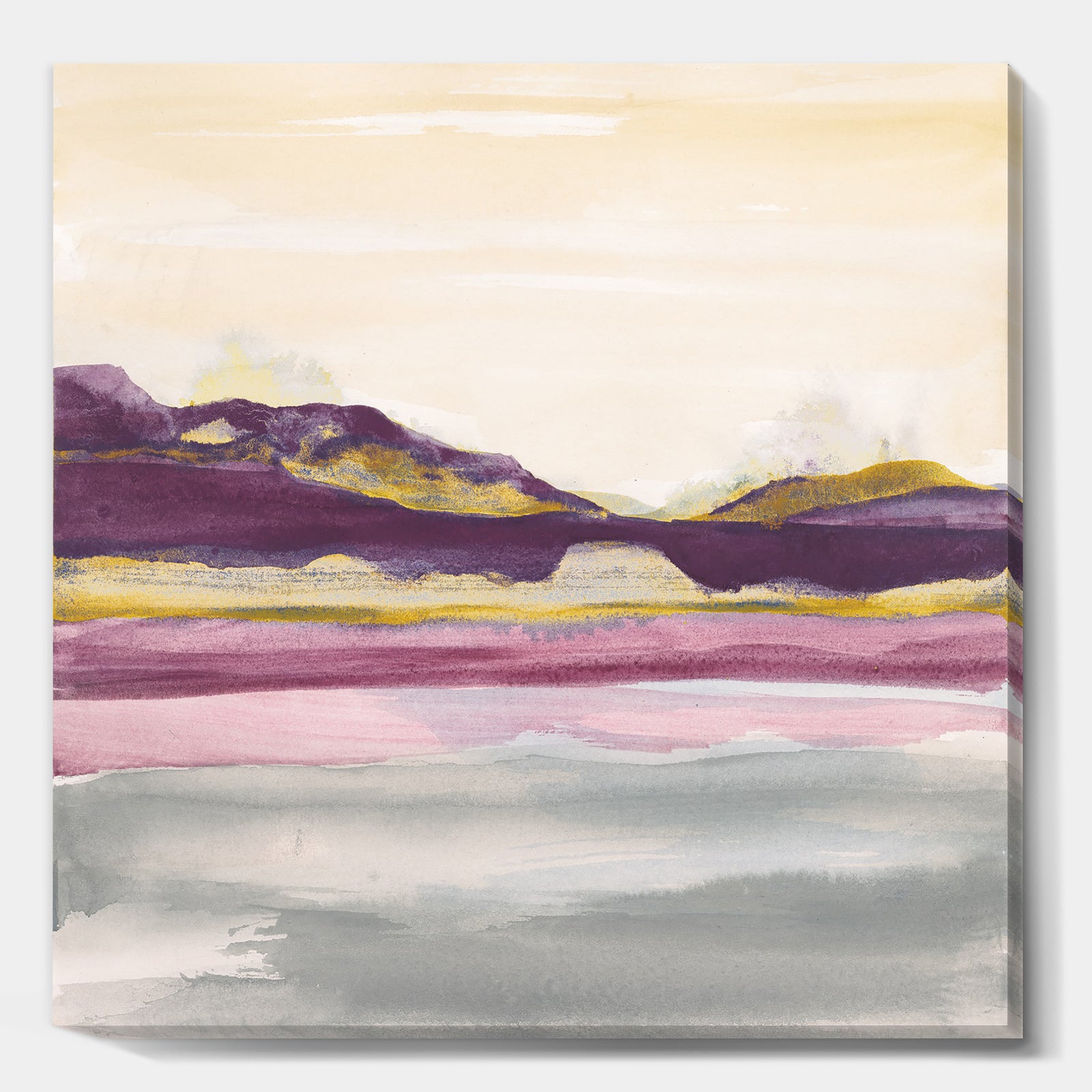 Painted Purple and Gold Landscape II - Shabby Chic Gallery-wrapped Canvas