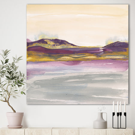Painted Purple and Gold Landscape II - Shabby Chic Canvas Artwork