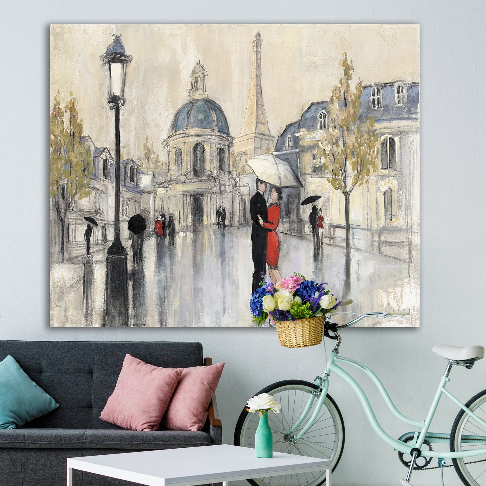 Love in Paris I - Romantic French Country Gallery-wrapped Canvas