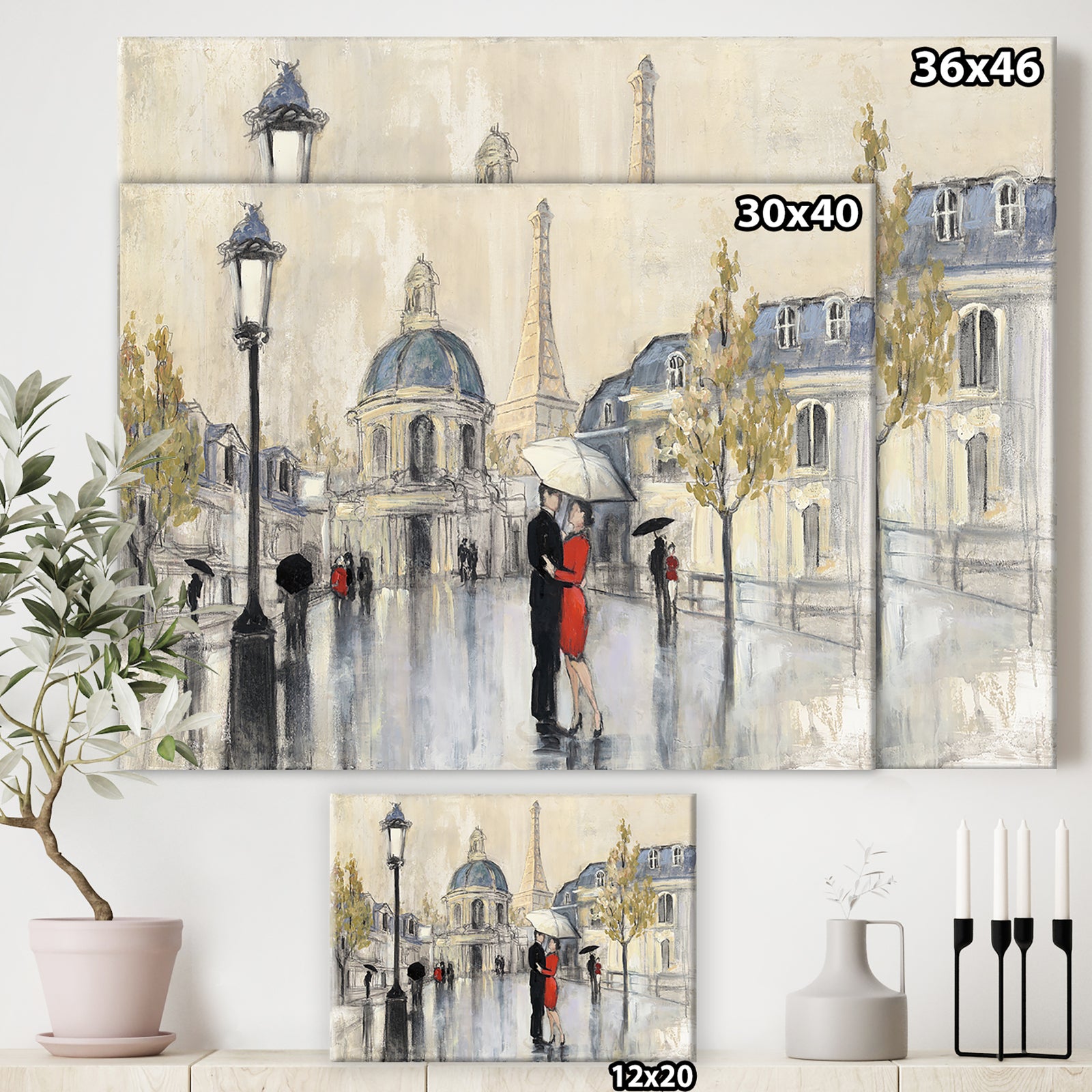 Love in Paris I - Romantic French Country Gallery-wrapped Canvas