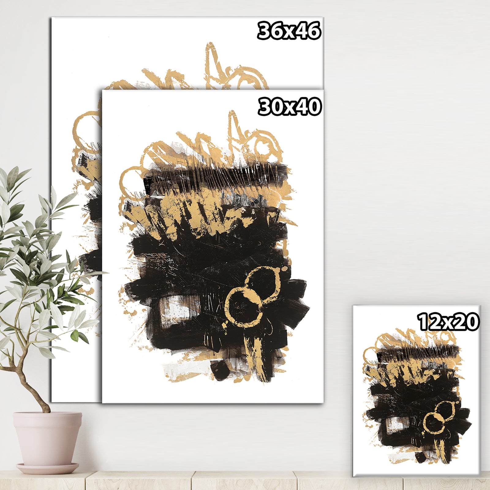 Gold and Black drift II - Glam Modern Premium Canvas Wall Art