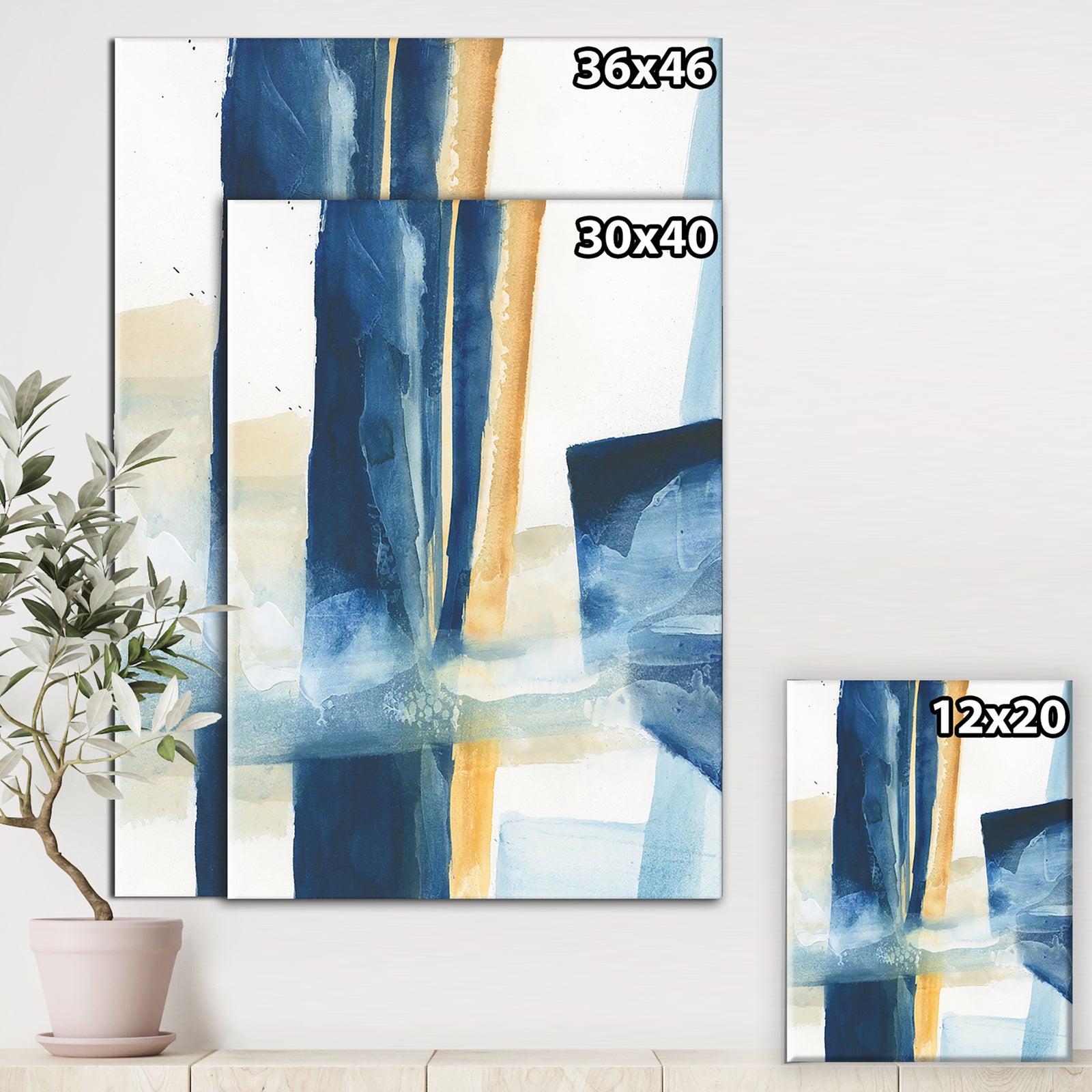 Indigo Panel IV - Glam Modern Gallery-wrapped Canvas