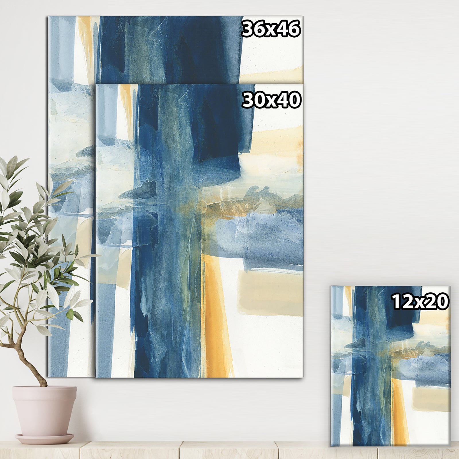 Indigo Panel VI - Glam Modern Canvas Artwork