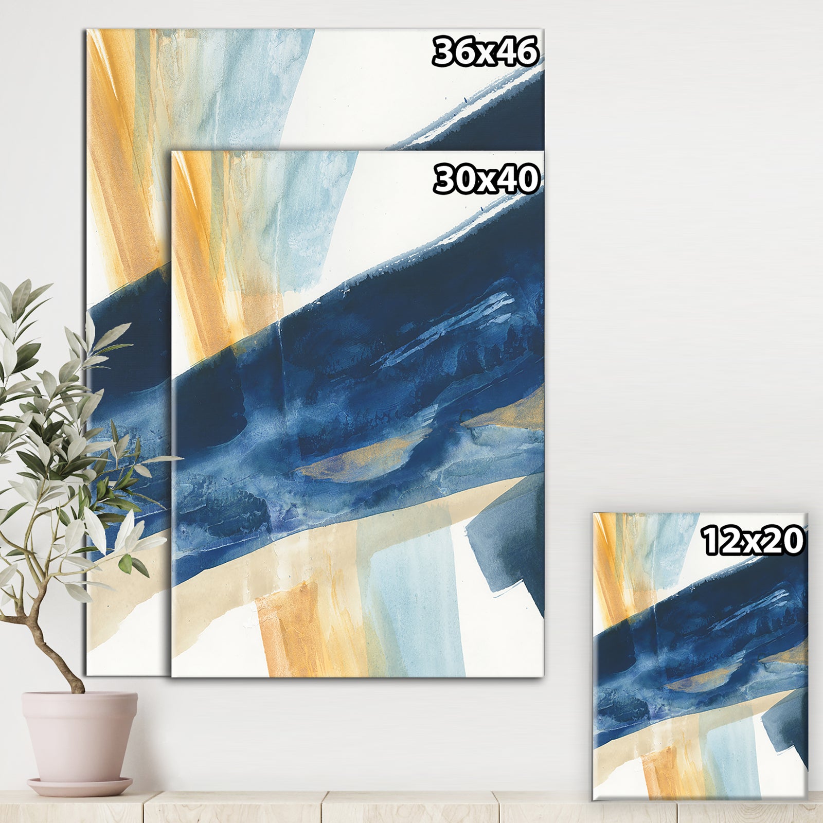 Indigo Panel I - Glam Modern Premium Canvas Wall Art
