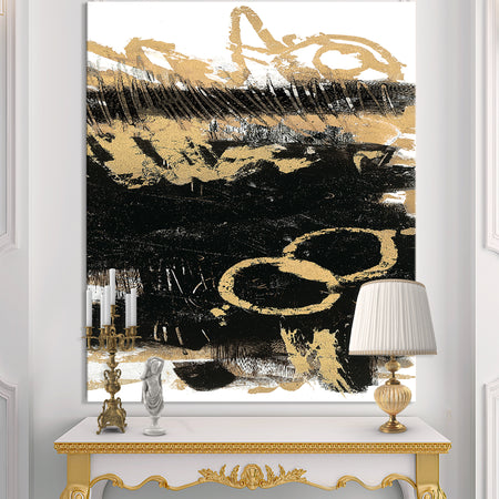 Gold and Black drift III - Modern Glam Canvas Art