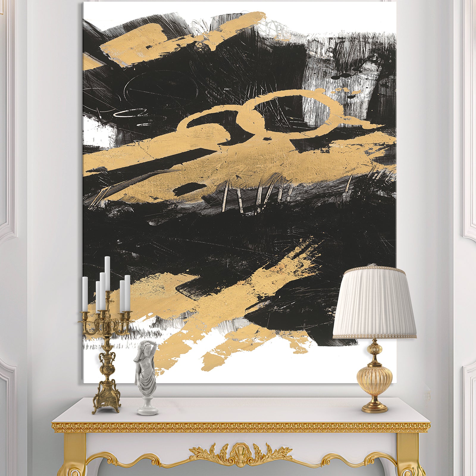 Gold and Black drift IV - Glam Premium Canvas Wall Art