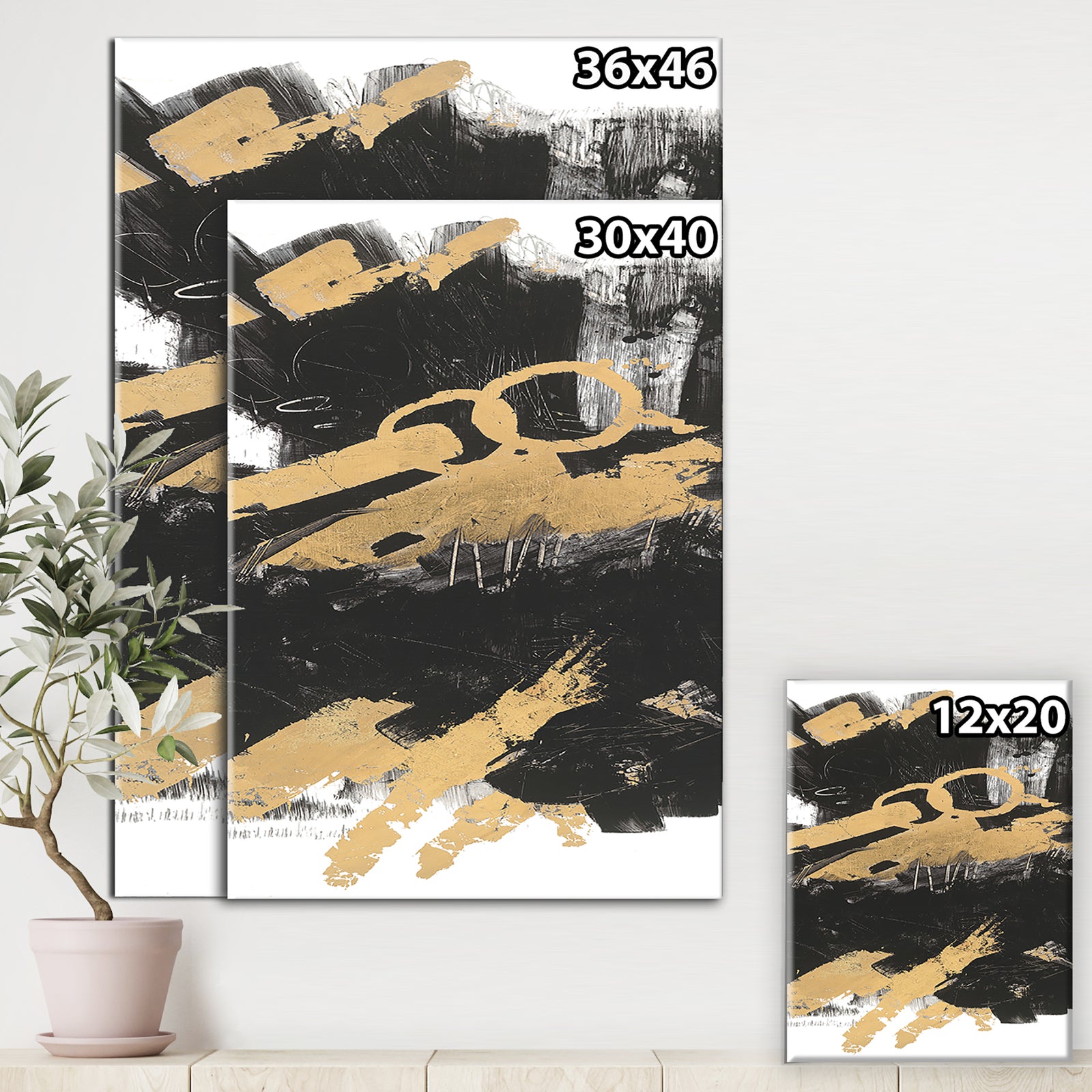 Gold and Black drift IV - Glam Premium Canvas Wall Art