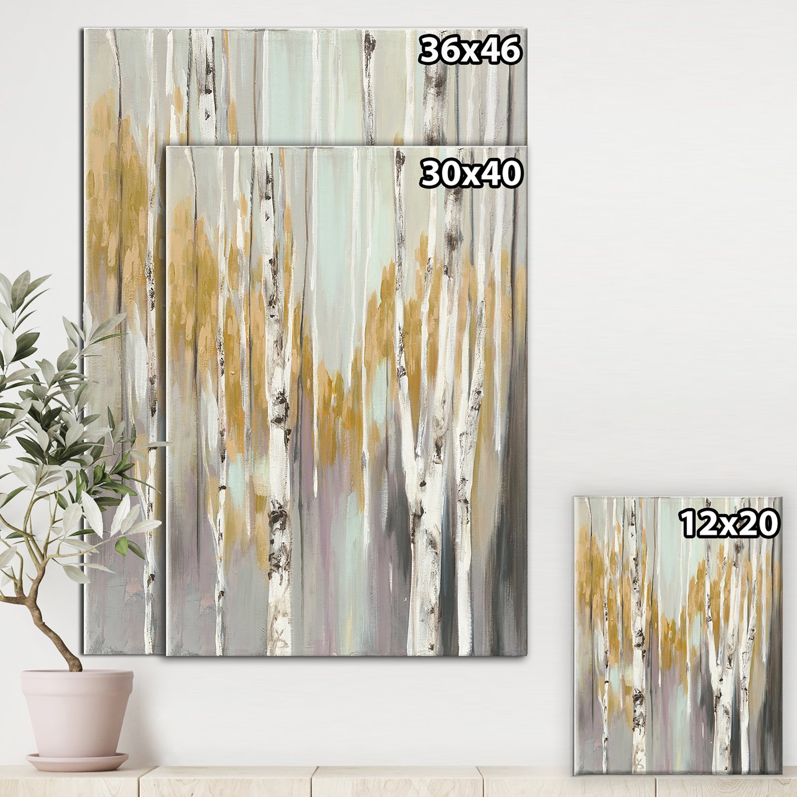 Silver and Yellow Birch Forest II - Cottage Gallery-wrapped Canvas