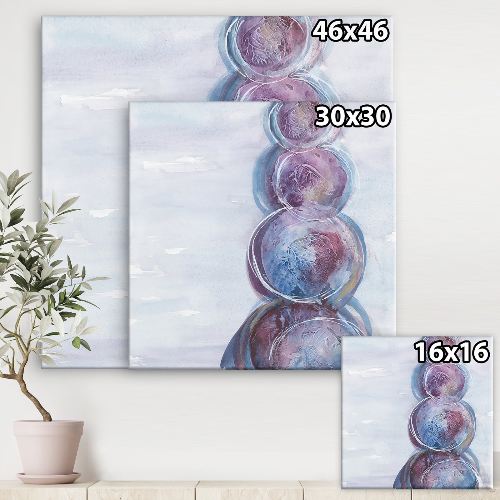 Purple Starting Over I - Modern Geometric Canvas Artwork