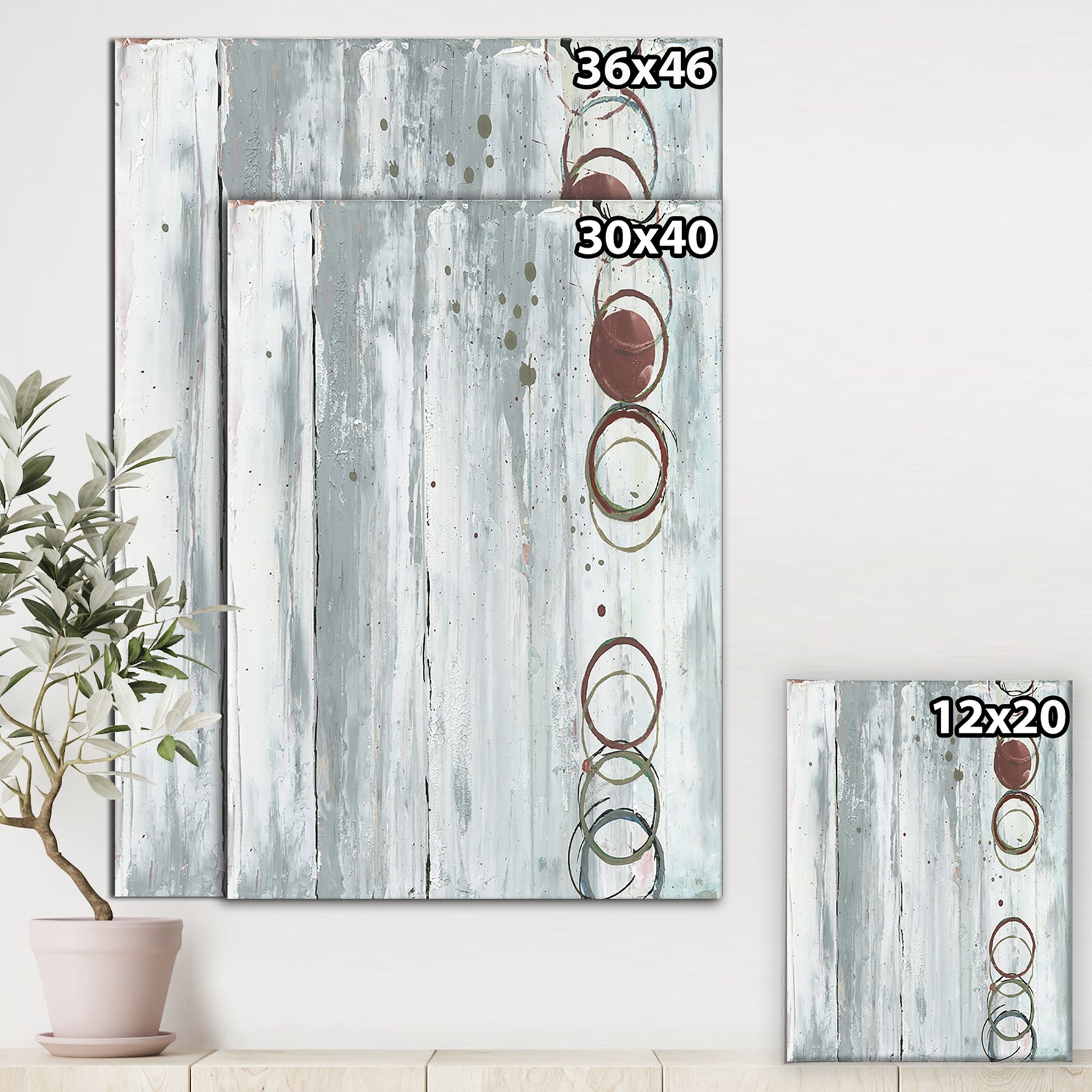 Whitewashed Chinchilla - Modern Geometric Gallery-wrapped Canvas