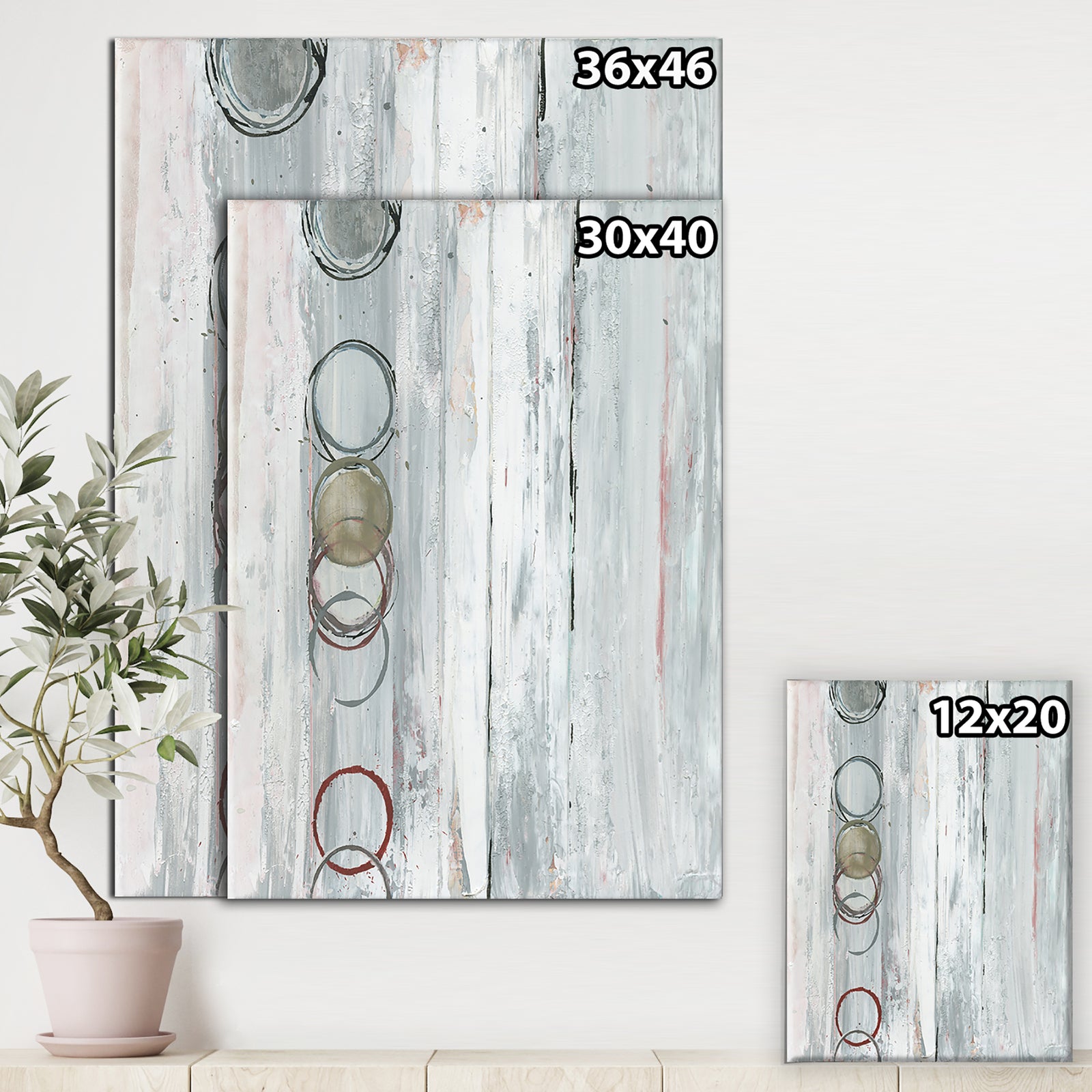 Whitewashed Syrah - Modern Geometric Canvas Artwork