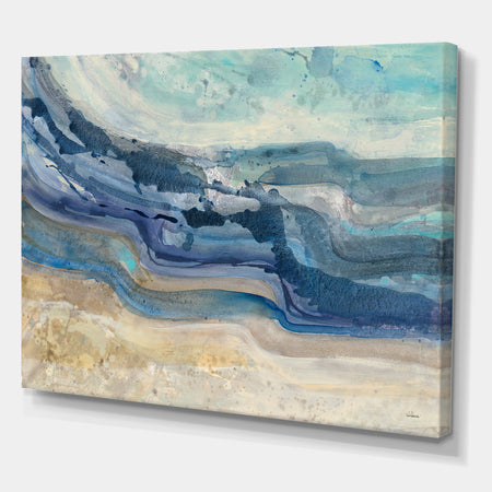 Coast Blue Sea Waves Watercolour - Modern Farmhouse Canvas Art