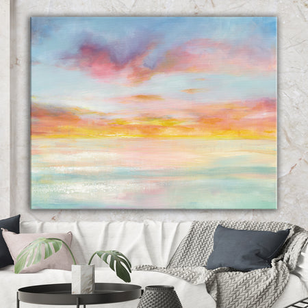 Pastel Pink And Blue Clouds - Traditional Premium Canvas Wall Art
