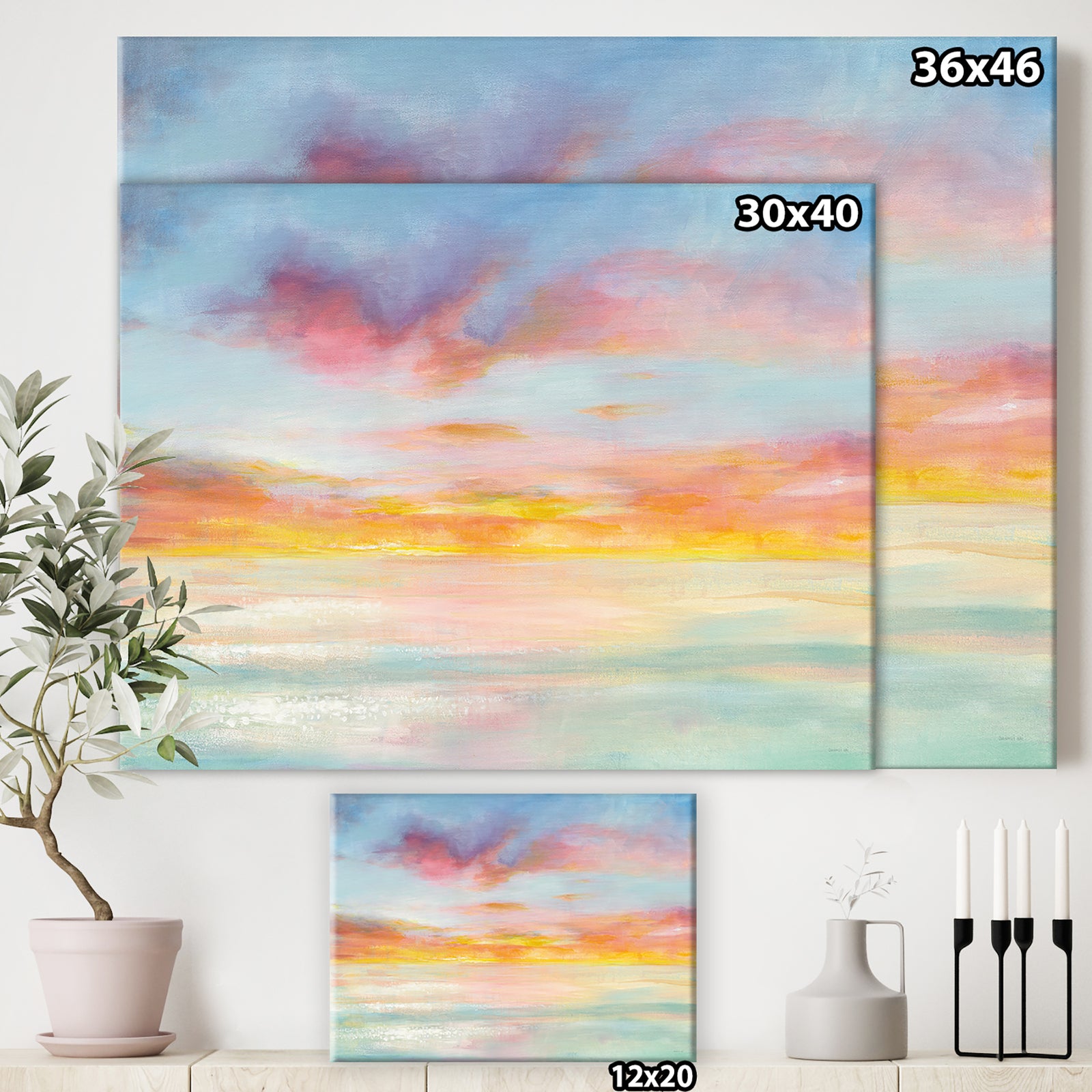 Pastel Pink And Blue Clouds - Traditional Premium Canvas Wall Art