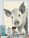 Piglet Farmhouse Animal in Black and White - Farmhouse Animals Gallery-wrapped Canvas