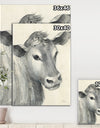 Cow Farmhouse Animal in Black and White - Farmhouse Animals Canvas Artwork