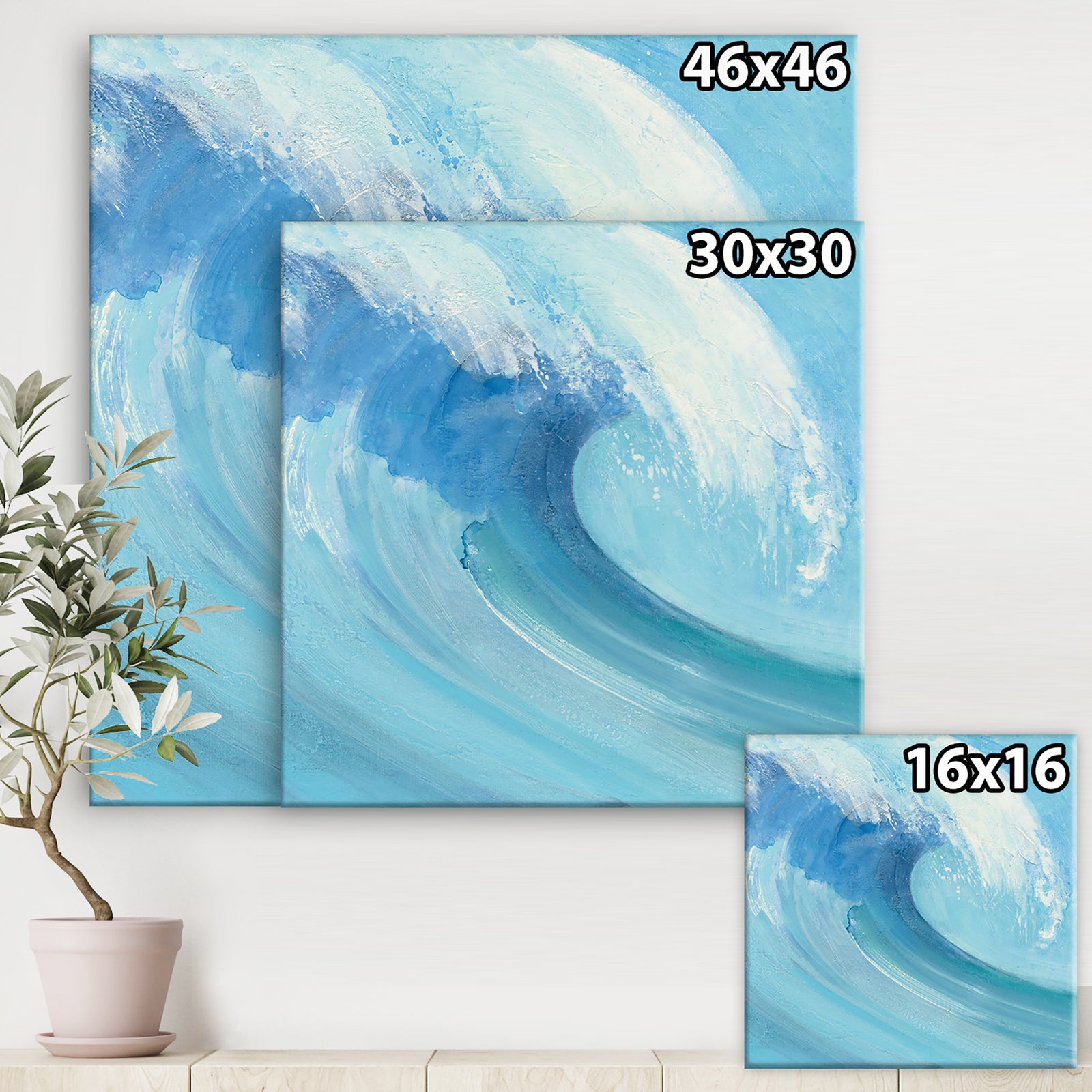 Ocean Wave with White Foam - Nautical & Coastal Canvas Art