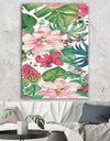 Tropical Red and Pink Flowers - Cabin & Lodge Canvas Artwork