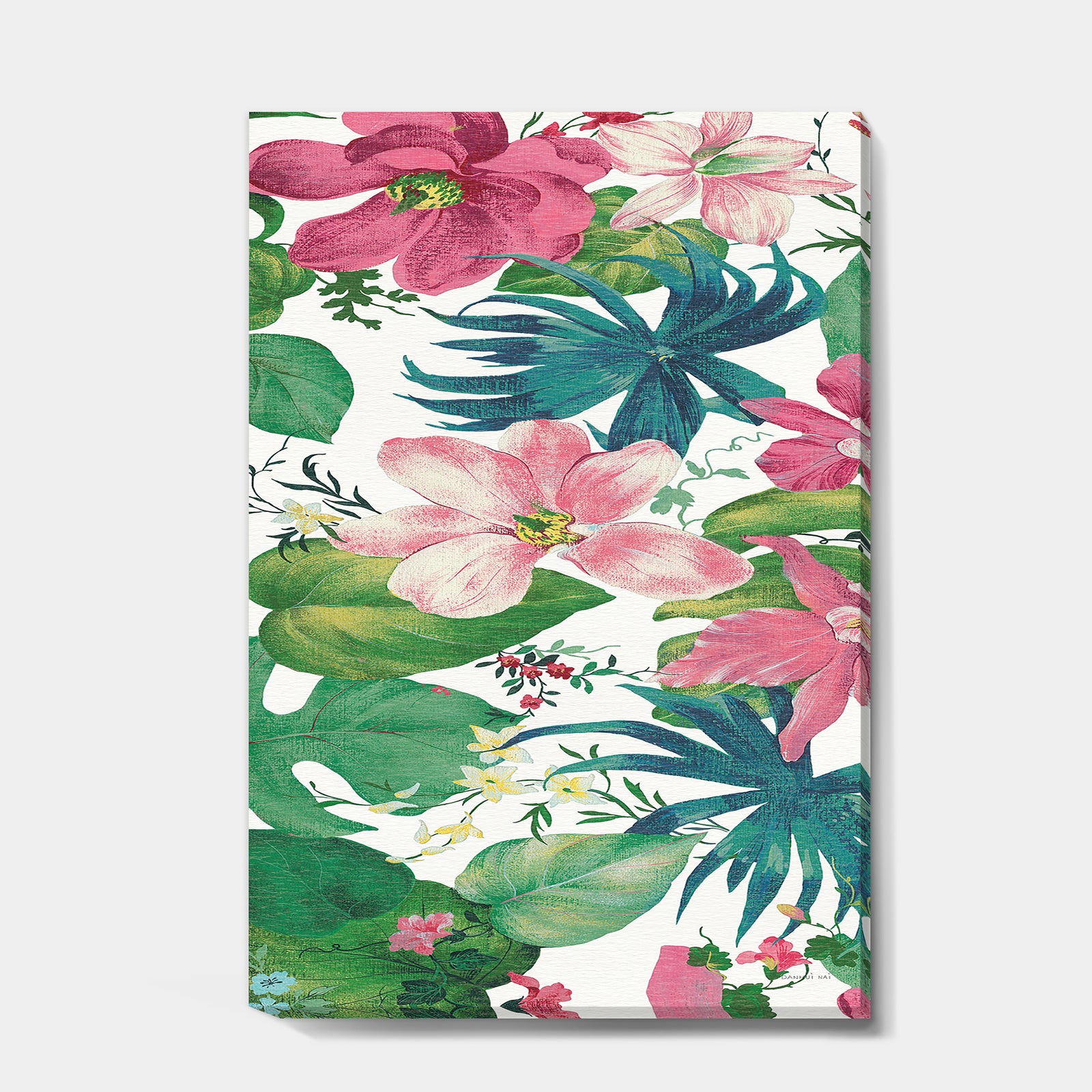 Pink Tropical Flowers - Cabin & Lodge Canvas Art