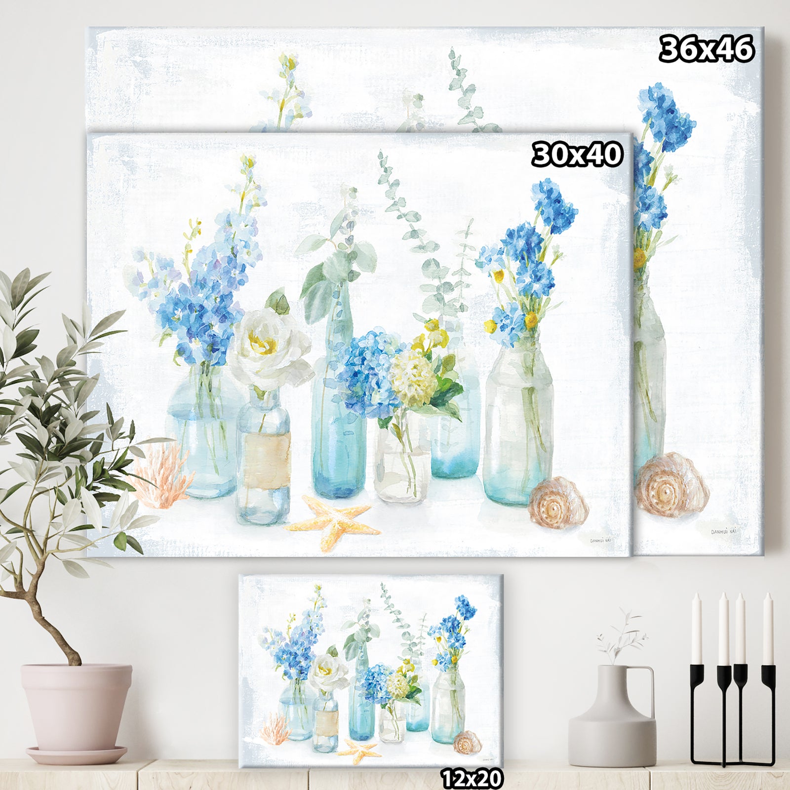 Cottage Florals I - Farmhouse Premium Canvas Wall Art