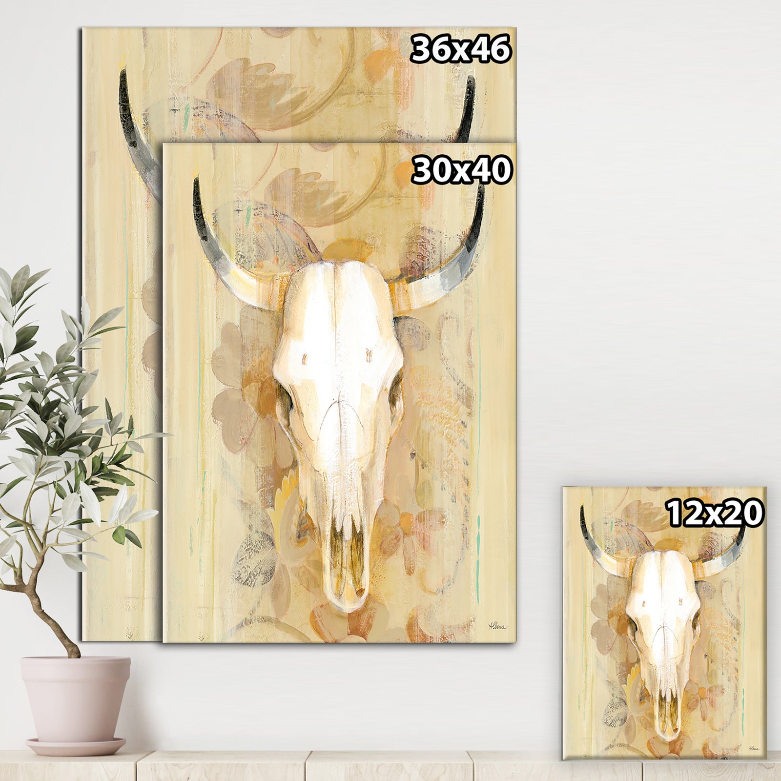 Hers southwest bones - Gold Wildlife Canvas Artwork