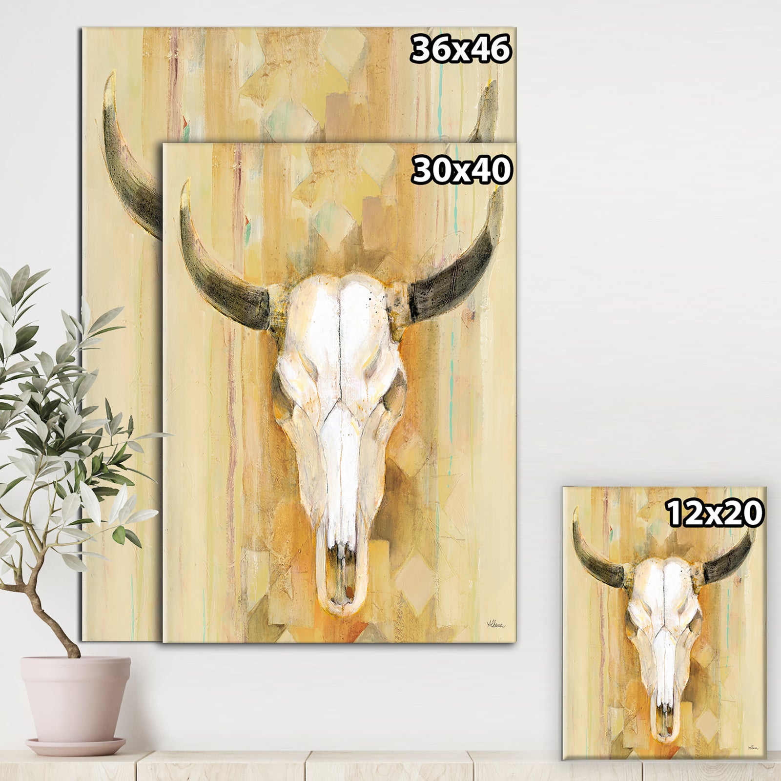 His southwest bones - Gold Wildlife Canvas Art