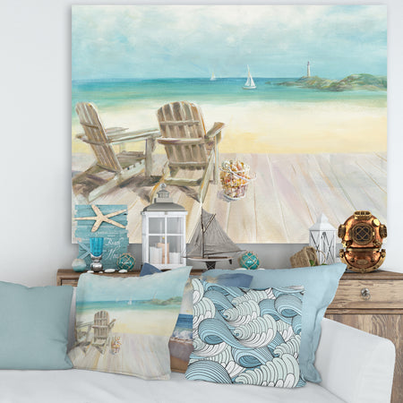 Seaside Morning no Window - Coastal Gallery-wrapped Canvas