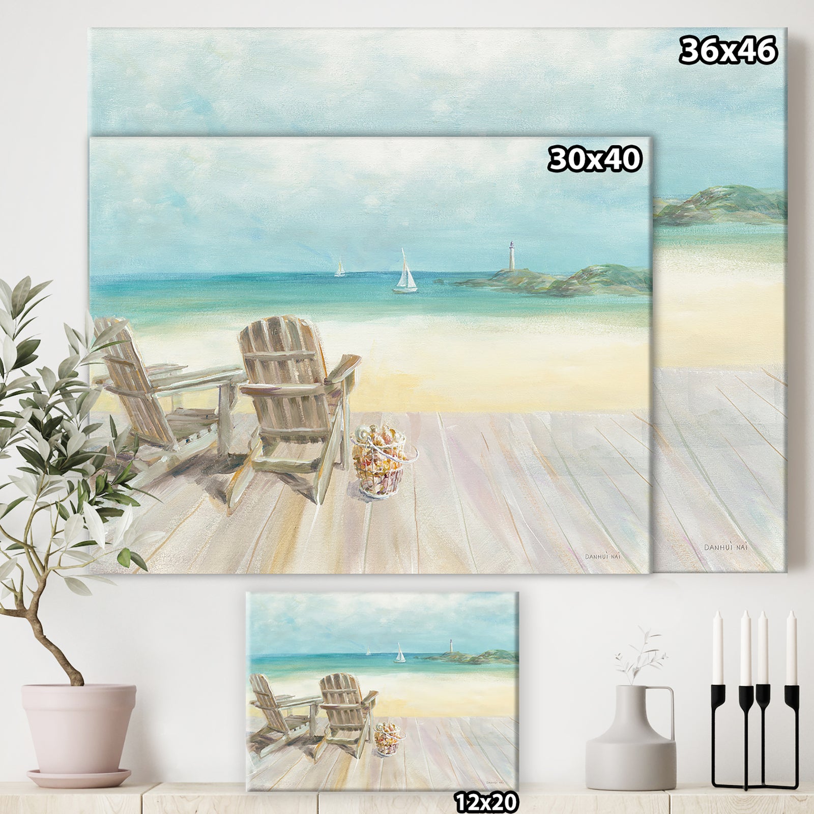 Seaside Morning no Window - Coastal Gallery-wrapped Canvas