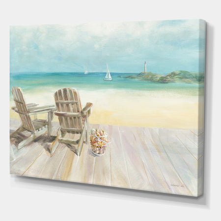 Seaside Morning no Window - Coastal Gallery-wrapped Canvas