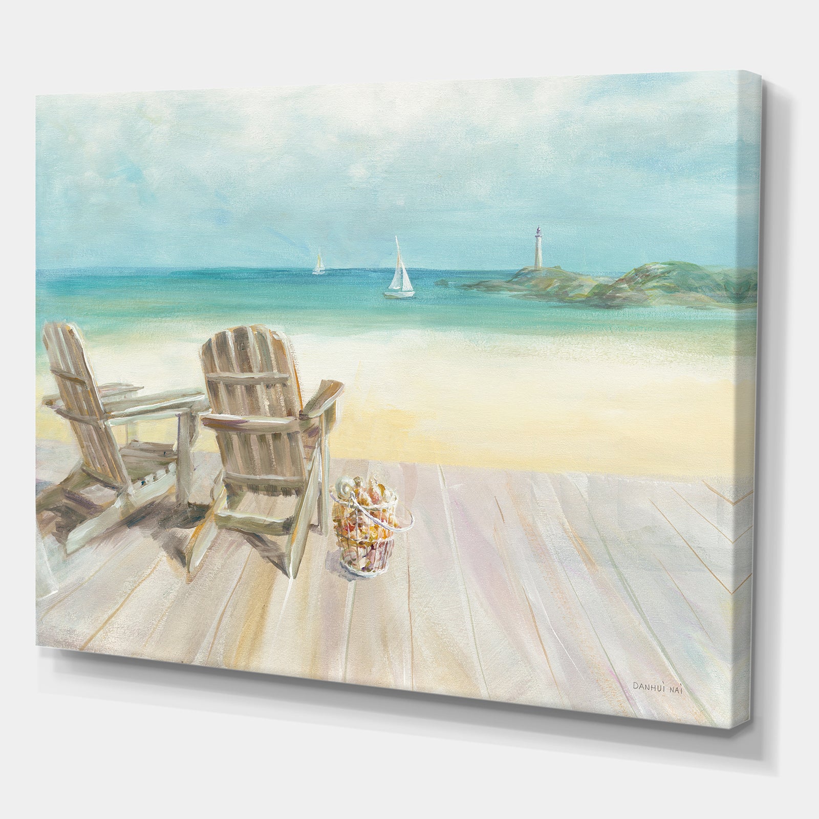 Seaside Morning no Window - Coastal Gallery-wrapped Canvas