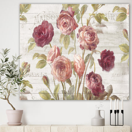 French Roses I - Farmhouse Premium Canvas Wall Art