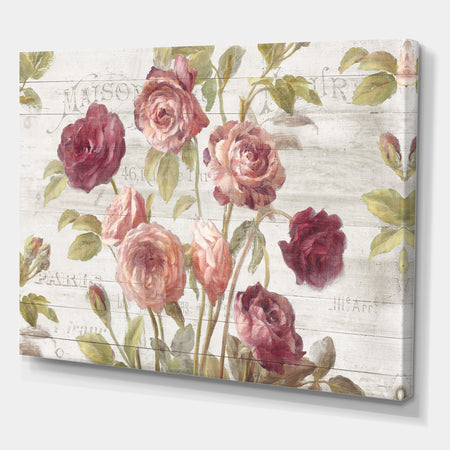 French Roses I - Farmhouse Premium Canvas Wall Art