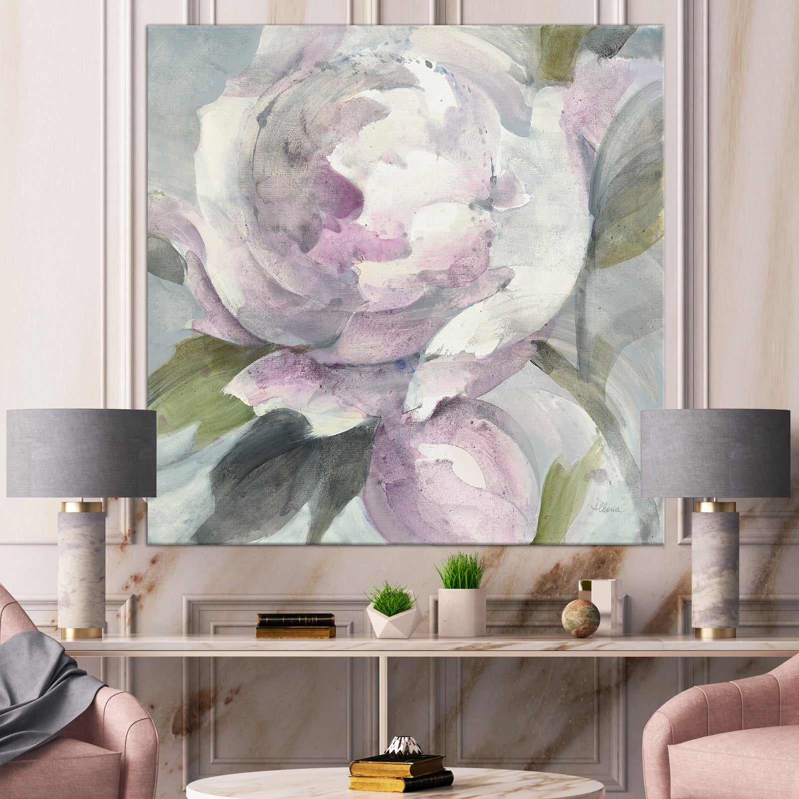 Twilight Peony - Shabby Chic Gallery-wrapped Canvas