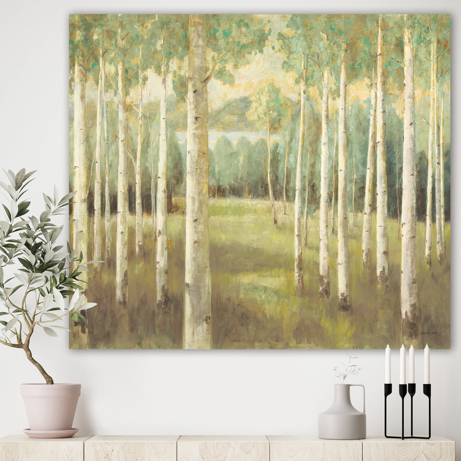 Aspens Neutral Forest - Traditional Gallery-wrapped Canvas