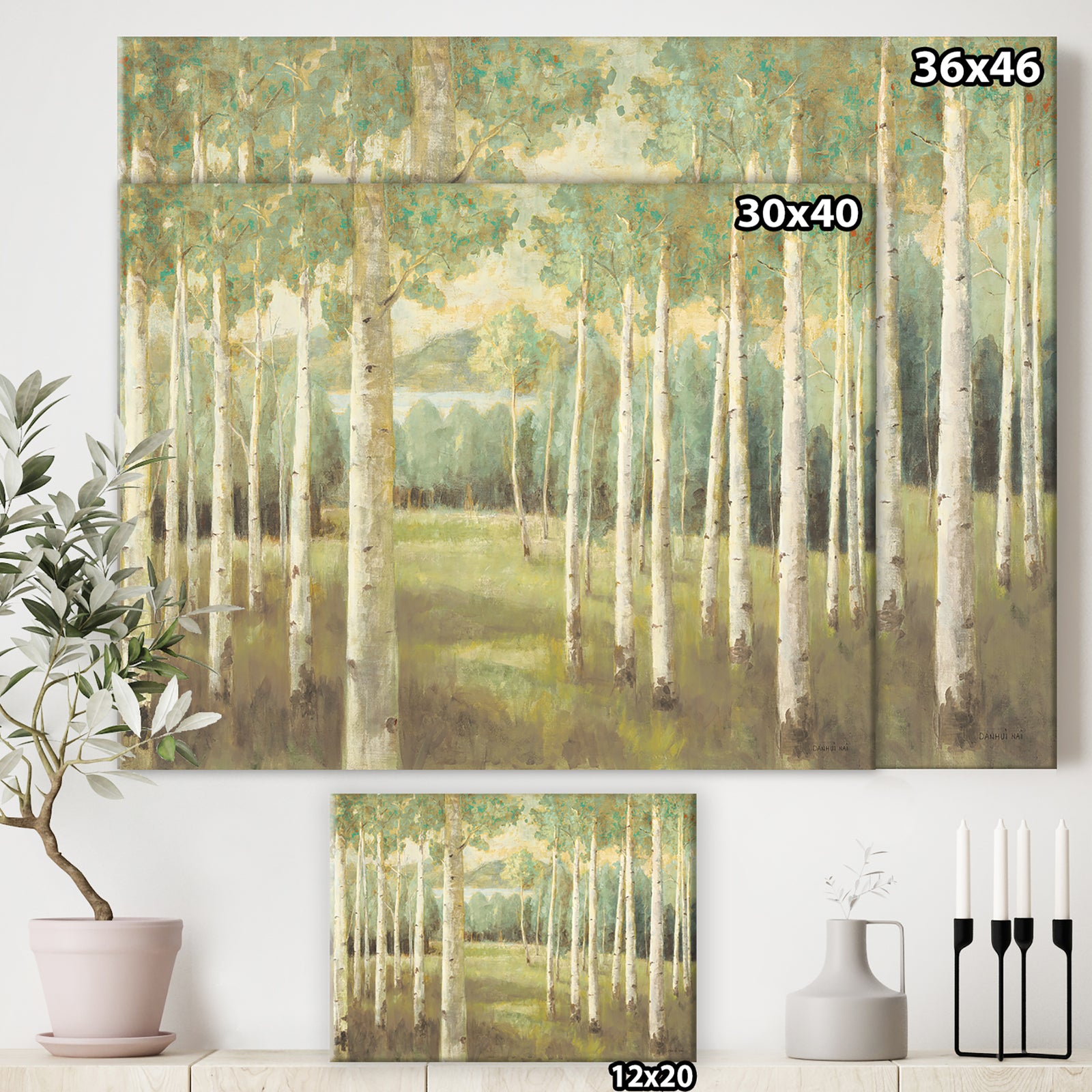 Aspens Neutral Forest - Traditional Gallery-wrapped Canvas