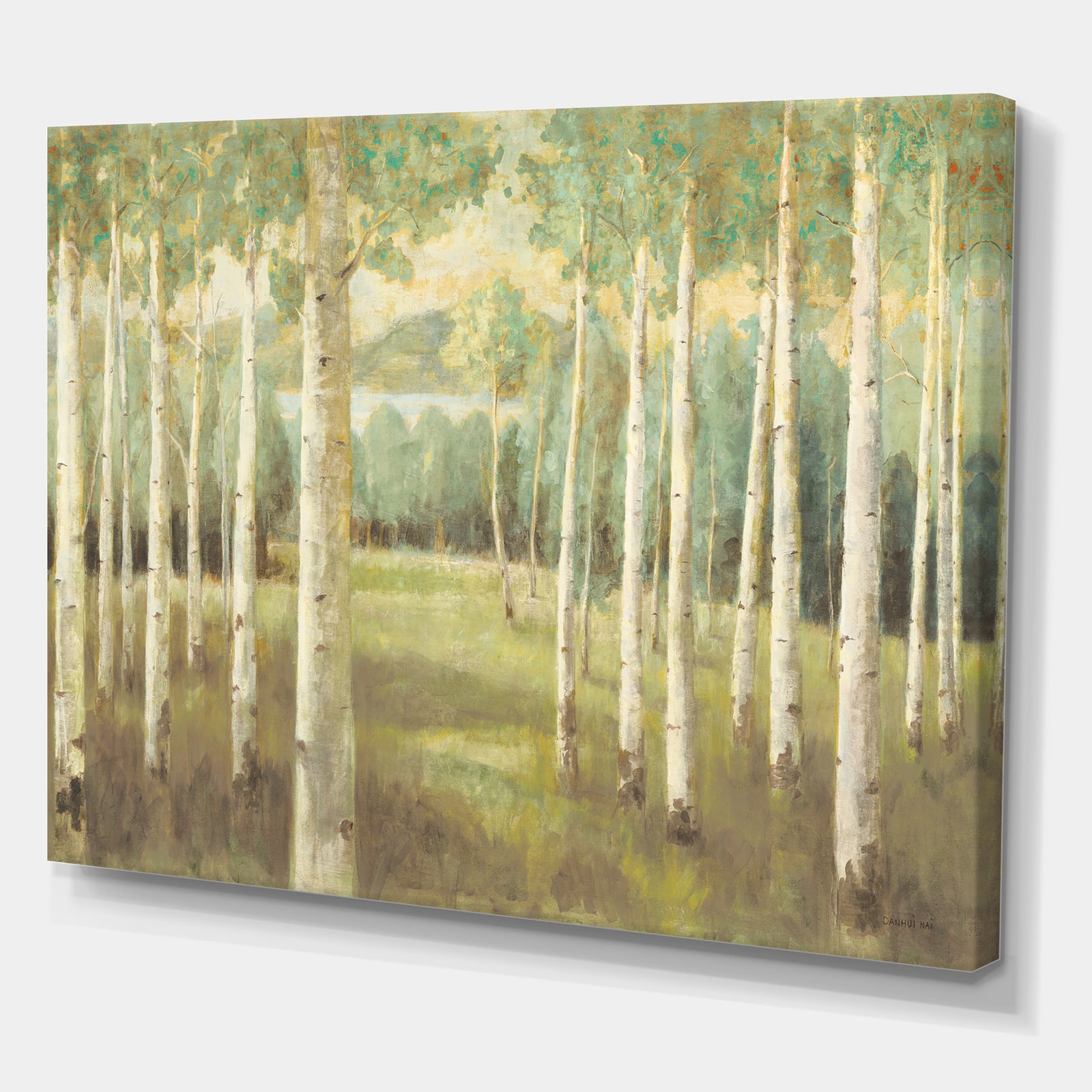 Aspens Neutral Forest - Traditional Gallery-wrapped Canvas