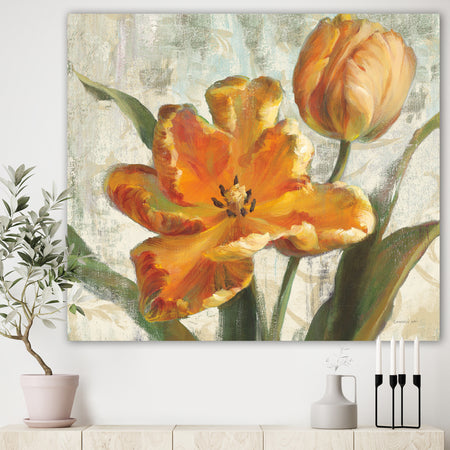Parrot Tulips I on Ivory - Cabin & Lodge Premium Canvas Wall Art