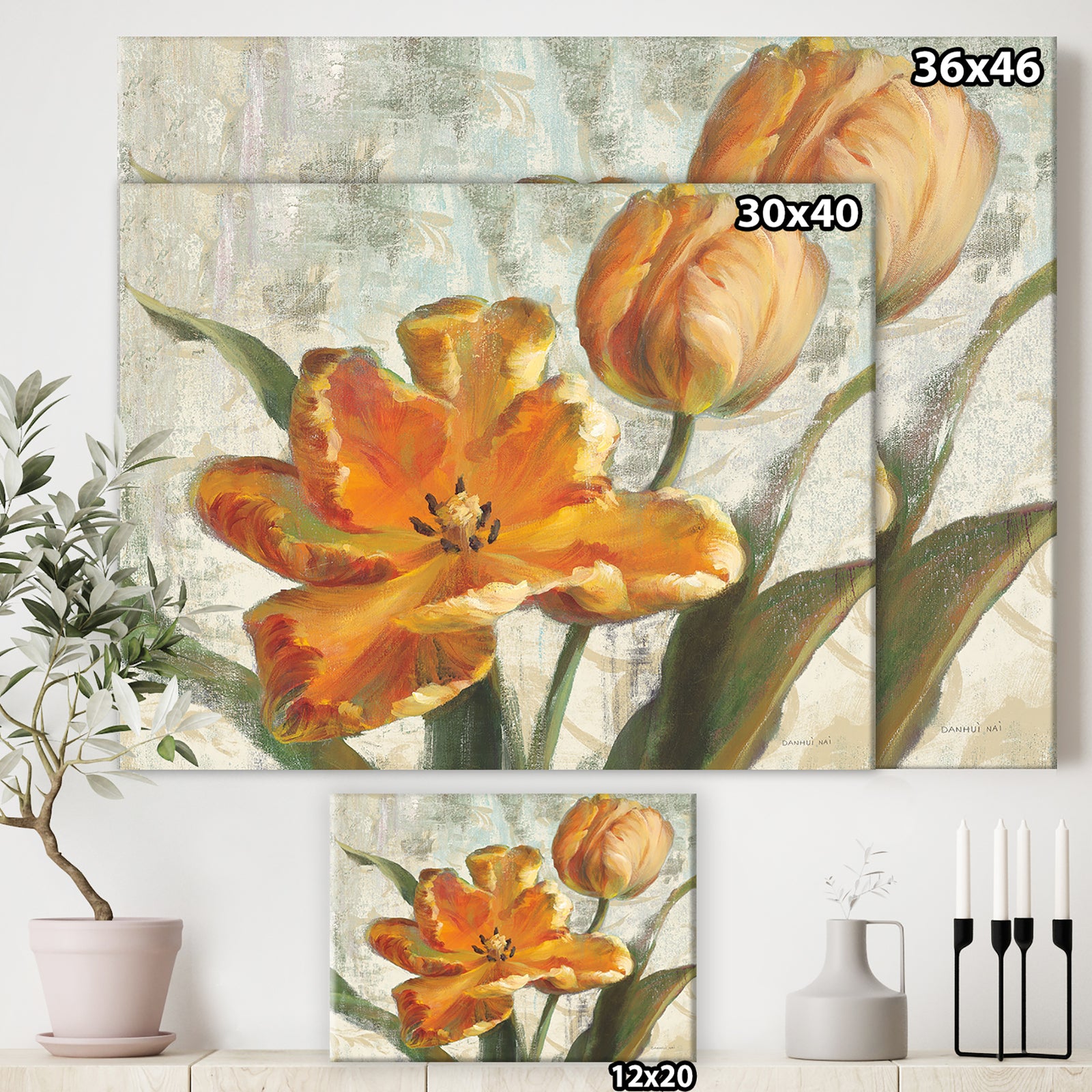 Parrot Tulips I on Ivory - Cabin & Lodge Premium Canvas Wall Art