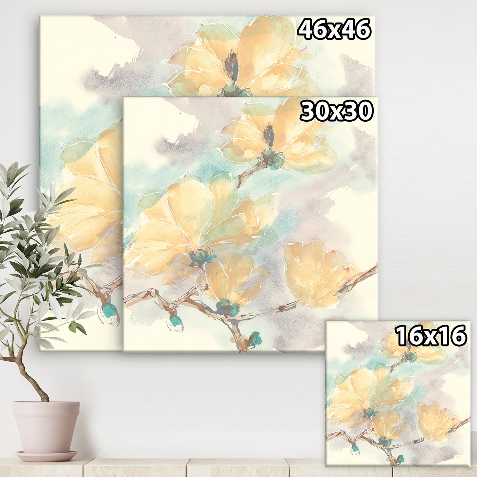 Magnolias in White II - Cabin & Lodge Gallery-wrapped Canvas